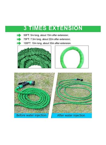 3 Times Expandable Garden Hose Green