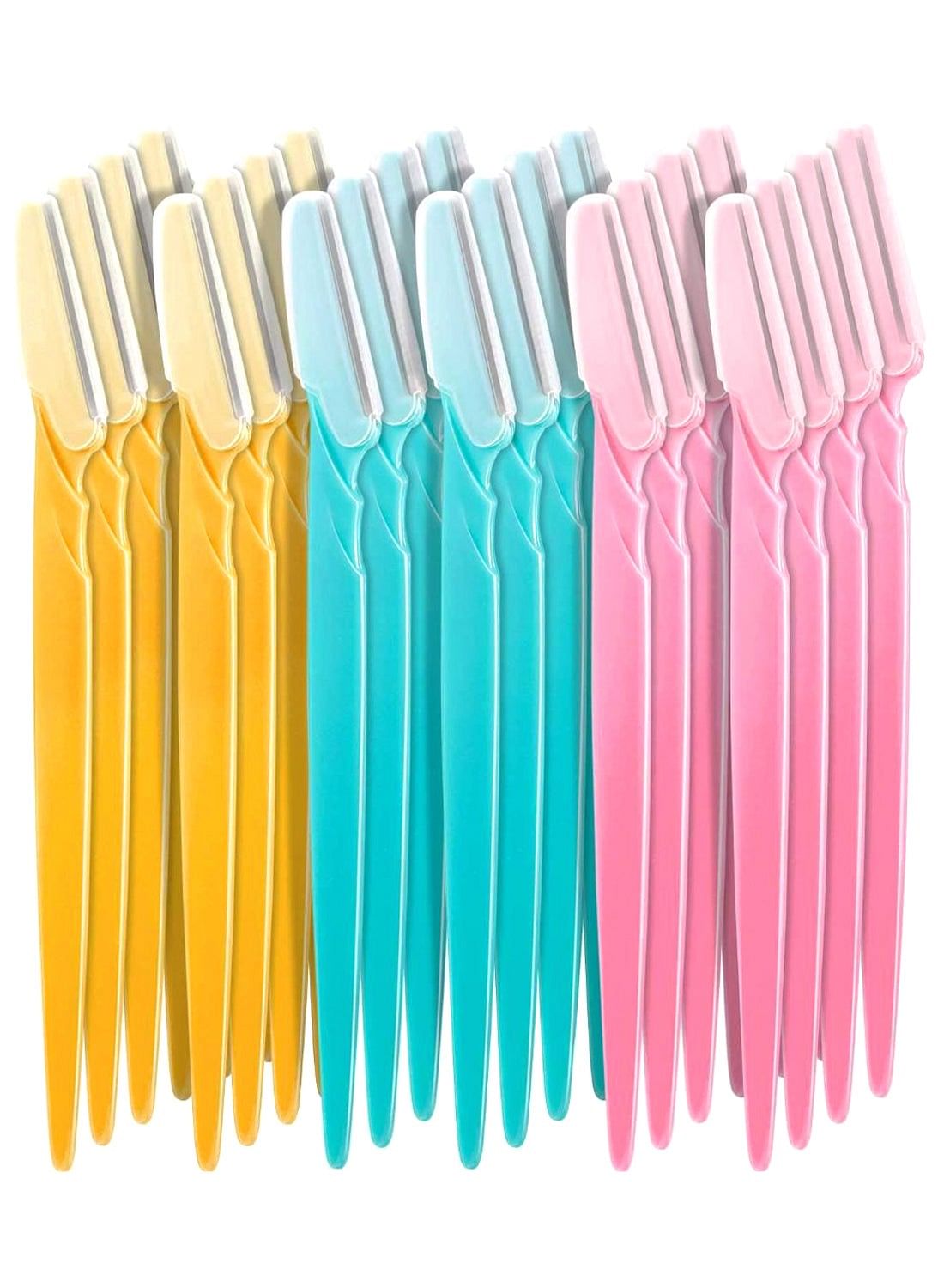 24-Piece Eyebrow Razor Set Yellow/Blue/Pink