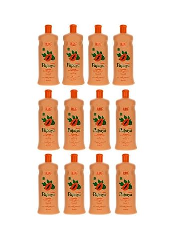 Pack of 12 Extract Papaya Whitening Hand and Body Lotion + Vitamin E 600ml