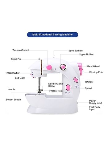 Portable Electronic Sewing Machine H39222P White/Pink