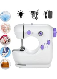 Multi-Function Electric Micro-Sewing Machine with Foot Pedal and Power Adapter P-11600UK-W* White/Purple