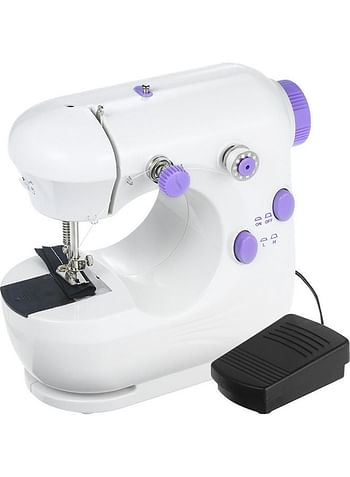 Multi-Function Electric Micro-Sewing Machine with Foot Pedal and Power Adapter P-11600UK-W* White/Purple