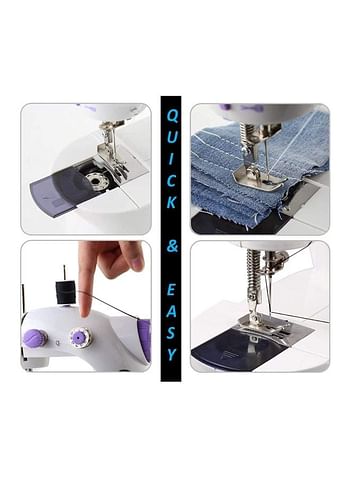 Portable Mini Sewing Machine HHE-7752 White/Purple