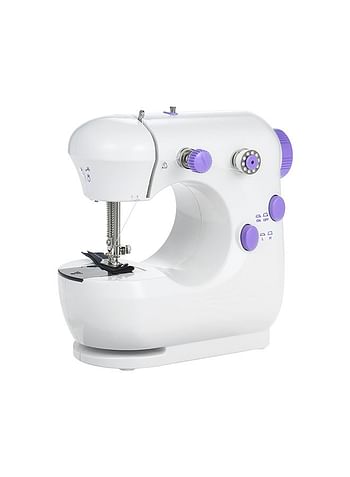 Mini Sewing Machine Multifunction Electric Micro-Sewing Machin eAdjustable 2-Speed Double Thread with Lights and Cutter Foot Pedal for Household Travel Beginner DIY Face Mask White 20.0x19.0x10.0cm