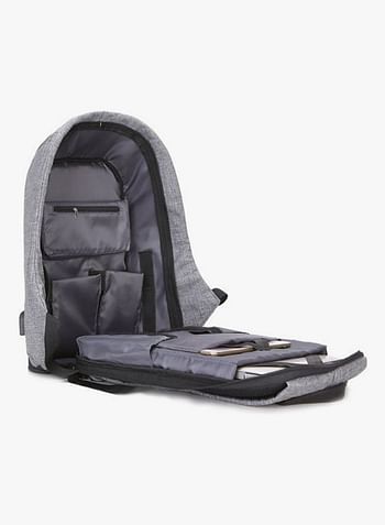 Anti-theft Laptop Notebook Backpack With USB Charging Port Grey/Black