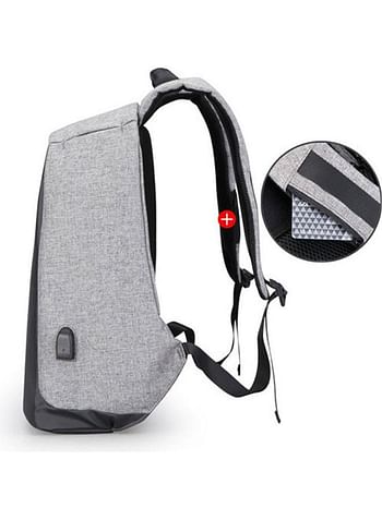 Anti-Theft Laptop Backpack Water Resistant With USB Charging Port Grey / Black