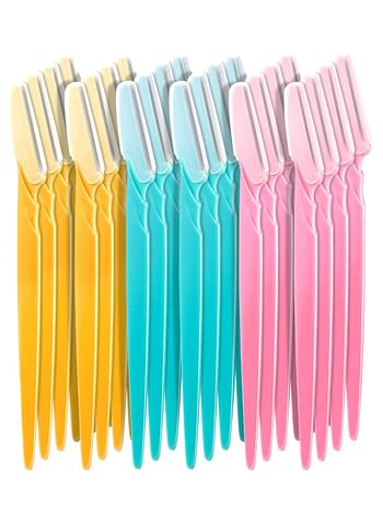 24-Piece Eyebrow Razor Set Yellow/Blue/Pink