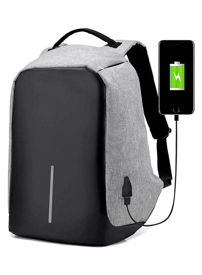 Anti-Theft Laptop Backpack With USB Charging Port Grey / Black