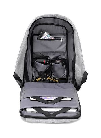 Anti-Theft Laptop Backpack With USB Charging Port Grey / Black