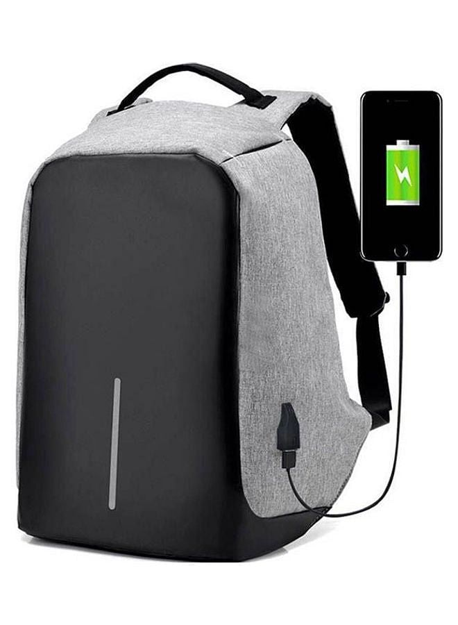 Waterproof Anti-Theft Laptop Backpack With USB Charger Outlet Grey/Black