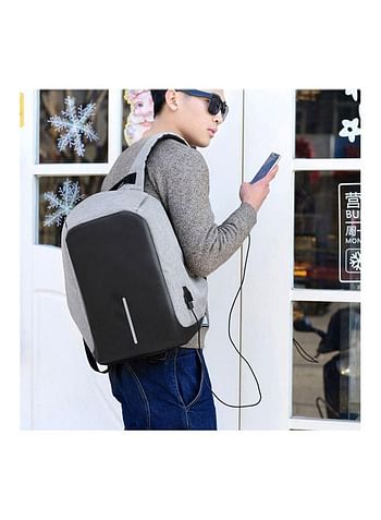 Waterproof Anti-Theft Laptop Backpack With USB Charger Outlet Grey/Black