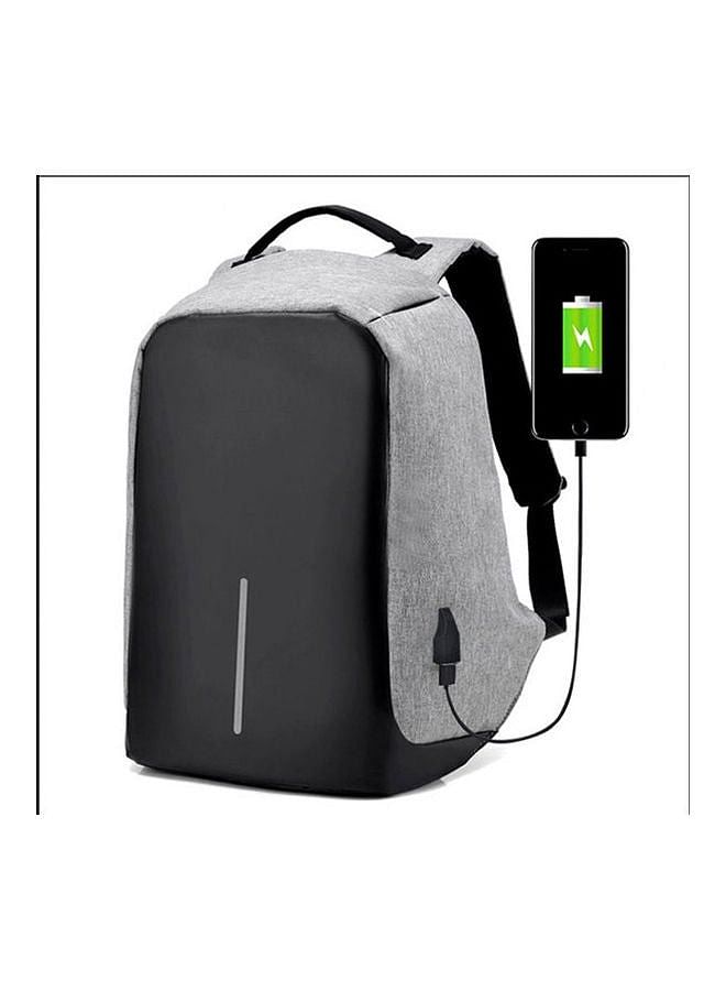 Antitheft Unisex Laptop Notebook Backpack Travel School Bag W/ Usb Charger Port Grey