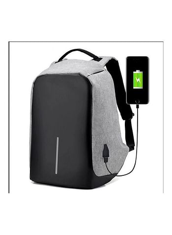 Antitheft Unisex Laptop Notebook Backpack Travel School Bag W/ Usb Charger Port Grey