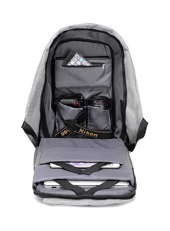 Antitheft Unisex Laptop Notebook Backpack Travel School Bag W/ Usb Charger Port Grey