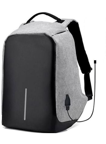 Waterproof Anti Theft Laptop Back Bag With USB Charger Outlet Grey/White