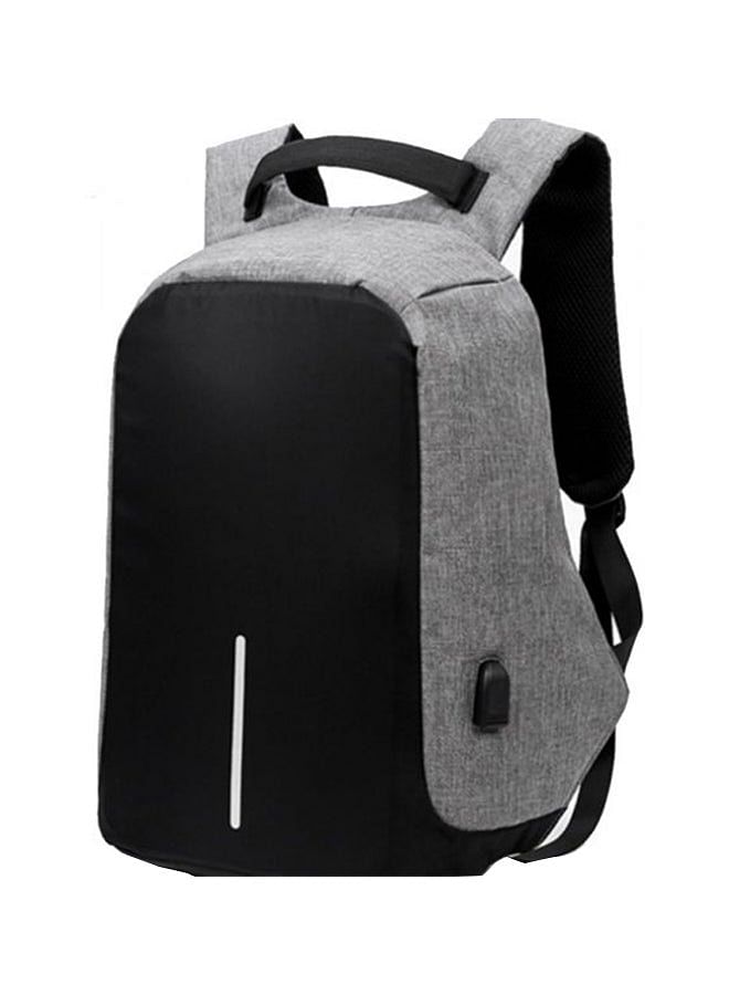 Anti Theft Backpack For Laptop With USB Charging Port Black/Grey