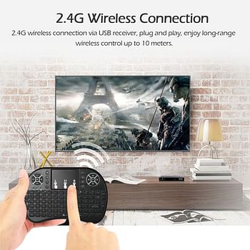 LED Backlight Wireless Keyboard With Touchpad Mouse Remote Control For Android TV BOX HTPC PC Black