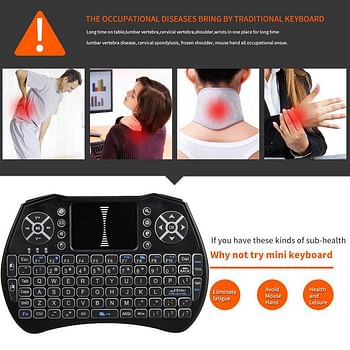 2.4GHz Air Mouse Touchpad Wireless Keyboard - English Black