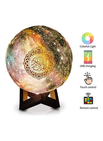 Starry Moon LED Lamp Bluetooth Quran and song speaker 3D Printing, 7-Color, with Remote Control multicolor