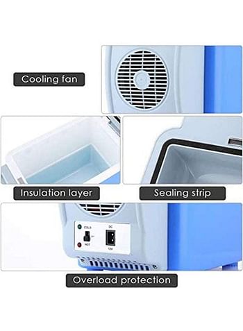 Portable Mini Car Refrigerator Multi-Function Home Travel Vehicular Fridge Dual-Mode Cooler Warmer Temperature Control 7.5 L 0122ZXS5VRD Blue