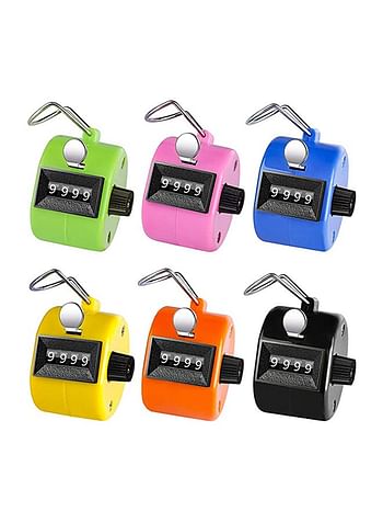 6-Piece 4-Digit Hand Tally Counter Multicolour