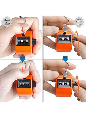 6-Piece 4-Digit Hand Tally Counter Multicolour