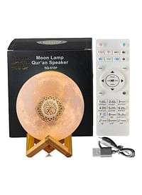 4 in 1 Qur'an Moon 3D Print Lamp With 7 Colors LED Night Light, Bluetooth Speaker with Remote, Quran Recitation ,Song and FM Broadcast Multicolor