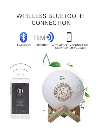 4 in 1 Qur'an Moon 3D Print Lamp With 7 Colors LED Night Light, Bluetooth Speaker with Remote, Quran Recitation ,Song and FM Broadcast Multicolor