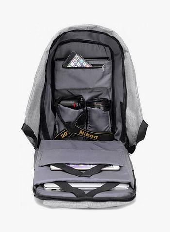 Waterproof Anti Theft Laptop Backpack With USB Charger Outlet Grey/Black