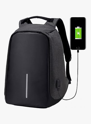 Anti Theft Backpack With USB Charging Port Black