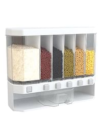 Multi Compartment Wall Mounted Dry Food Dispenser Clear/White 23.5x39x16.6cm