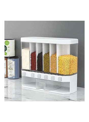 Multi Compartment Wall Mounted Dry Food Dispenser Clear/White 23.5x39x16.6cm