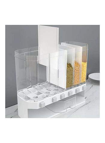 Multi Compartment Wall Mounted Dry Food Dispenser Clear/White 23.5x39x16.6cm