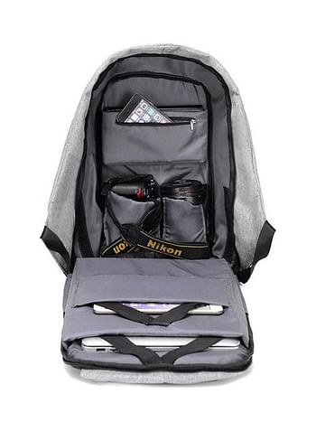 Basic Series Anti Theft Laptop Backpack With USB Charging Port Black/Grey