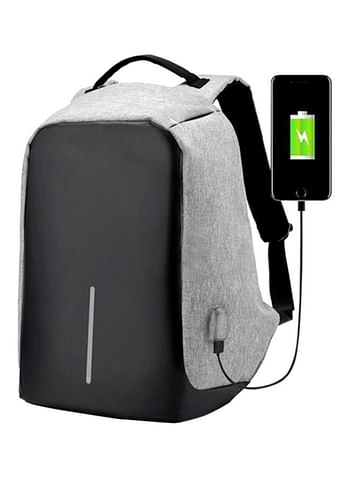 Anti-Theft Waterproof Backpack With USB Charging Port Grey/Black