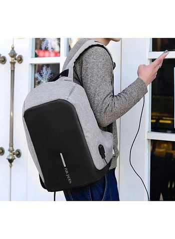 Anti-Theft Waterproof Backpack With USB Charging Port Grey/Black