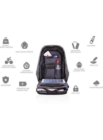 Anti-Theft Waterproof Backpack With USB Charging Port Grey/Black