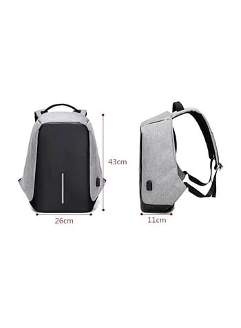 Anti-Theft Waterproof Backpack With USB Charging Port Grey/Black