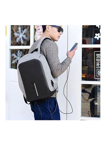 Anti-Theft Laptop Backpack With USB Flash Drive Grey / Black