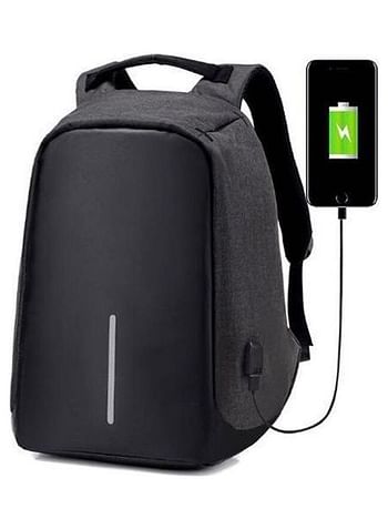 Antitheft Travel Backpack Capacity Waterproof Laptop Bag With Usb Charging Port Black