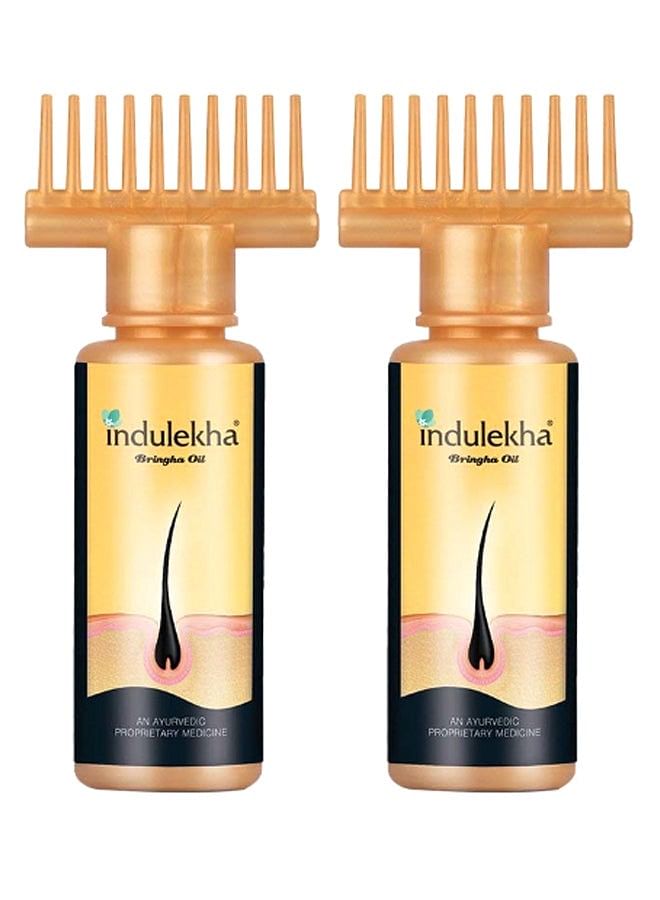 2-Piece Bhringa Hair Oil Set With Applicator Comb 2 x 100ml