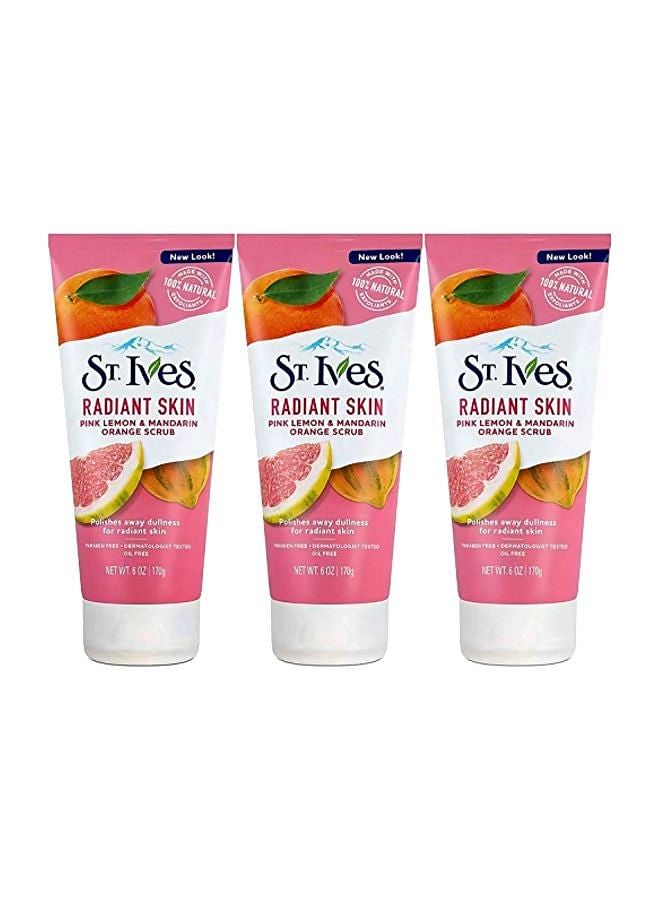 Pack Of 3 Pink Lemon And Mandarin Orange Scrub Set 170grams