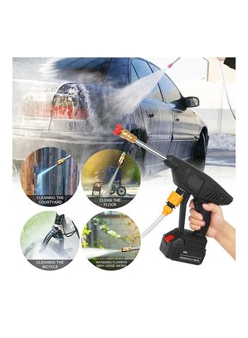 25V 15A 30Bar Cordless Portable High Pressure Washer Machine Black 21.5 x 21 x 15.5cm