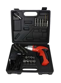 44-Piece Cordless Screwdriver Set Black/Red 8cm