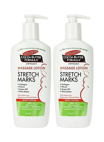 2-Piece Cocoa Butter Formula Massage Lotion for Stretch Marks White 2 x 250ml