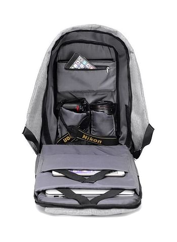 Anti Theft Series Laptop Backpack With USB Charging Port Grey/Black