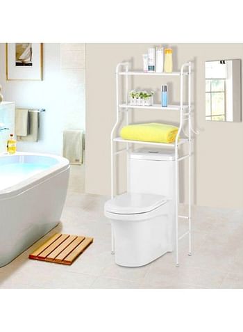 Metal Toilet Cabinet Shelf Organizer Holder White 166x25x68cm