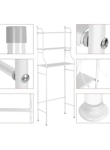 Metal Toilet Cabinet Shelf Organizer Holder White 166x25x68cm