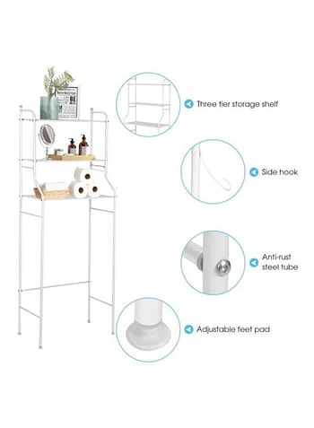 Metal Toilet Cabinet Shelf Organizer Holder White 166x25x68cm