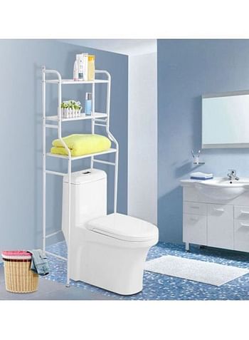 Metal Toilet Cabinet Shelf Organizer Holder White 166x25x68cm